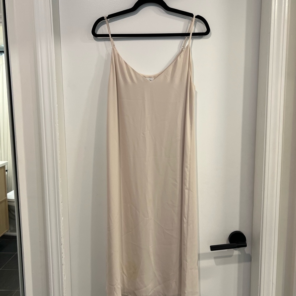 Babaton Nude Cream Slip Dress with Spaghetti Straps